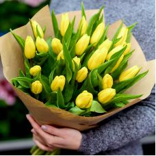 Букет з 29 жовтих тюльпанів