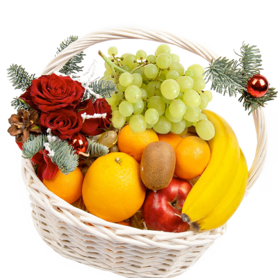 Новогодняя фруктовая композиция в корзине