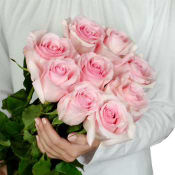 Букет из 9 голландских розовых роз. annetflowers.com.ua. Купить букет розовых роз