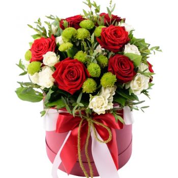 Букет микс в шляпной коробке "Ульяна". annetflowers.com.ua. Купить цветы в шляпной коробке