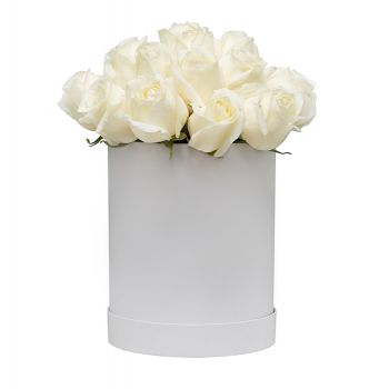21 роза в коробке "Амалия". annetflowers.com.ua. Купить букет из белых розв коробке в Киеве