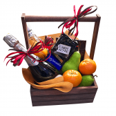 Подарочный набор в деревянном ящике "Вино и фрукты"